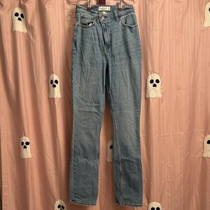 Abercrombie & Fitch Light Blue Slim Straight Jeans with crossover waist